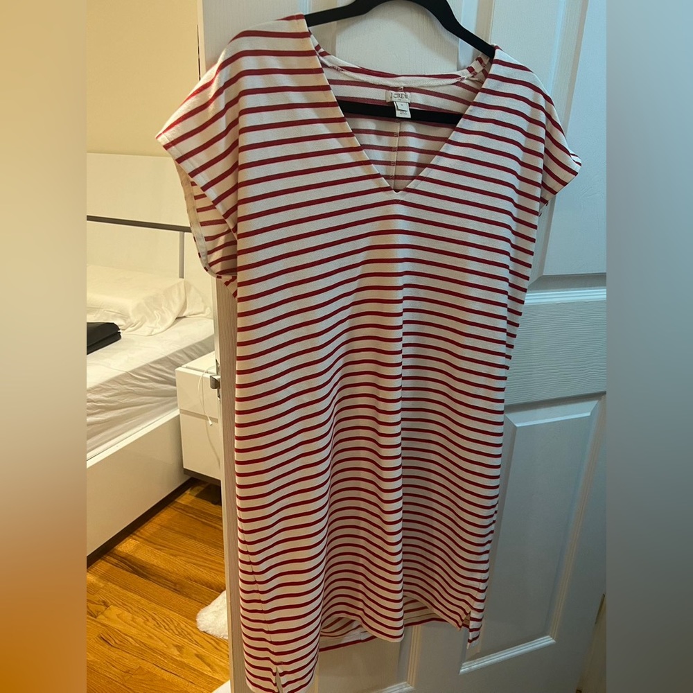j crew red and white dress